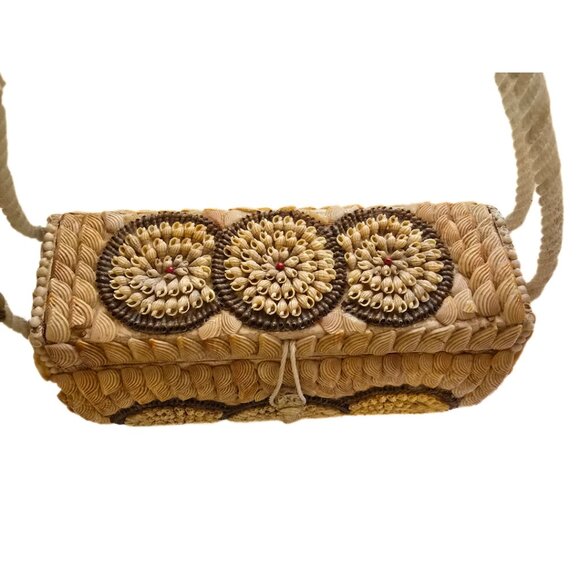Vintage Handmade Wood & Seashell Purse OOAK Beach Retro Boho Handbag - Picture 4 of 14